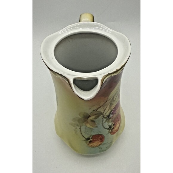 Vintage Jaeger & Co Strawberries Bavaria Hand Painted Porcelain Tea Pot Signed - Picture 12 of 16